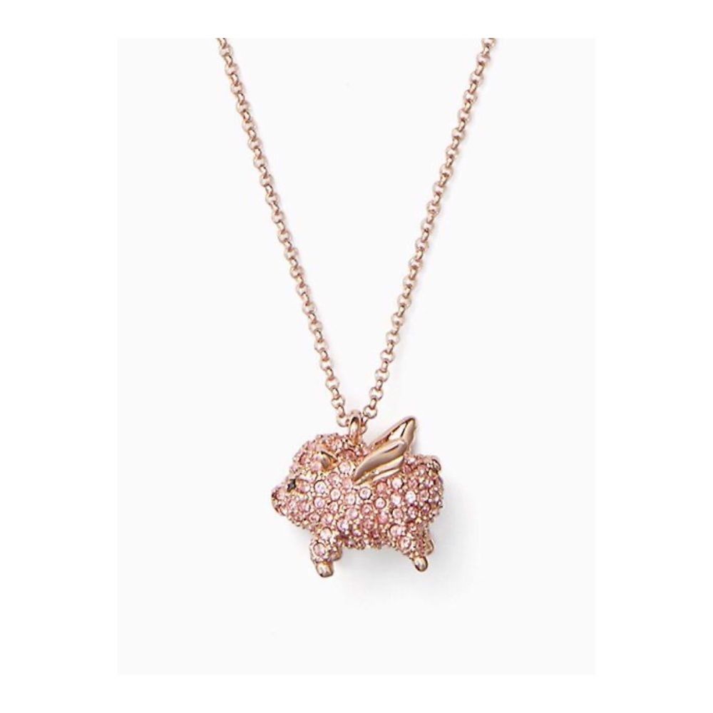 Kate Spade Pavé Flying Pig Pendant Necklace - Rose Gold